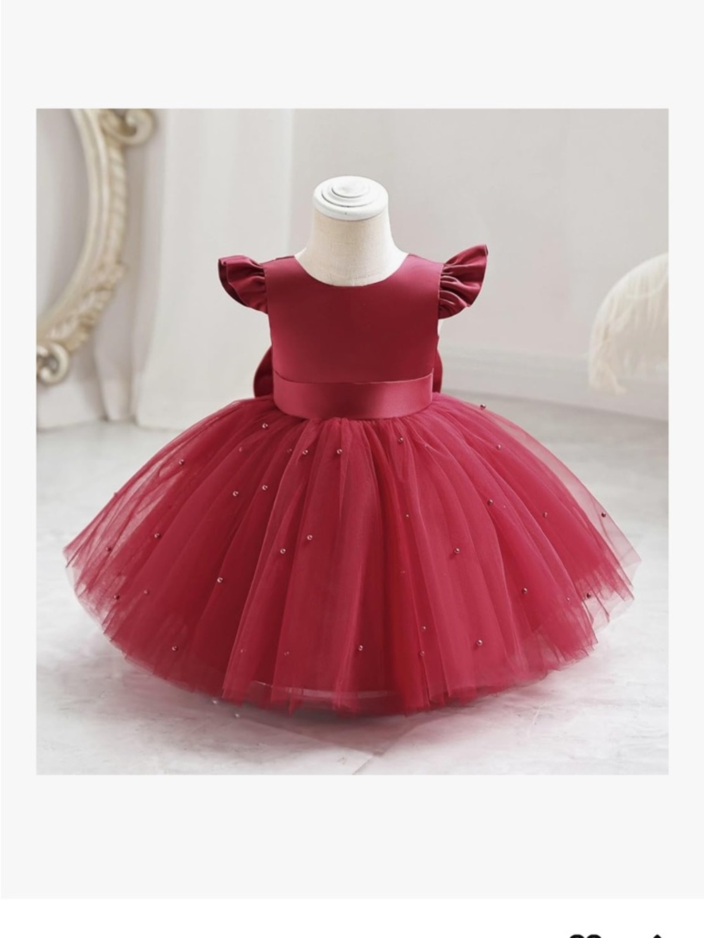 Amazon Girls' Burgundy Tulle Party Dress